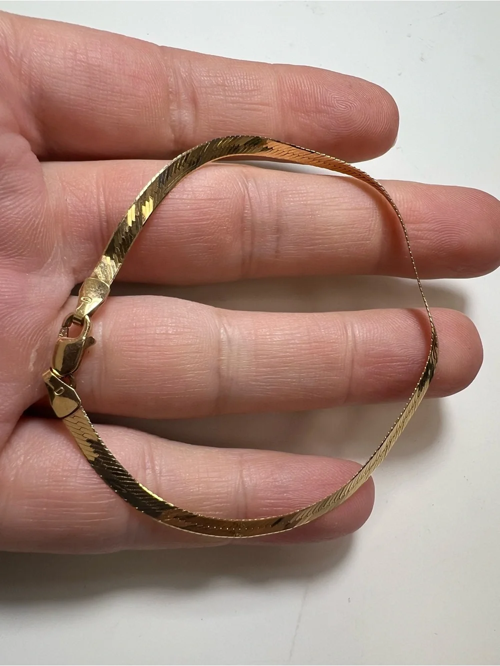 14K Yellow Gold Gold Herringbone Bracelet